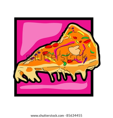 Classic clip art graphic icon with pizza slice