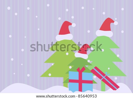 Simple christmas background with trees and gifts