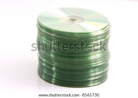 computer data cd in vertical raw isolated on white background