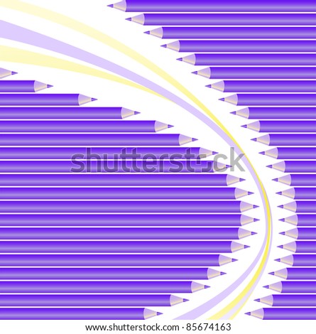 asymmetric semicircular background of purple pencils