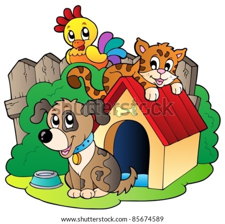 Three domestic animals - vector illustration.