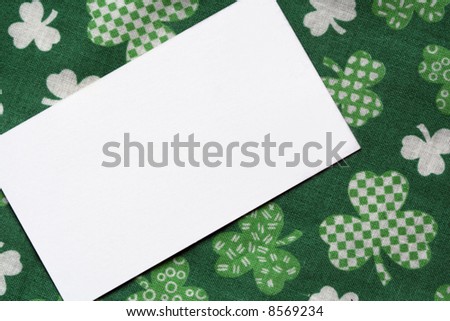 Note Card on St. Patrick's Day Background