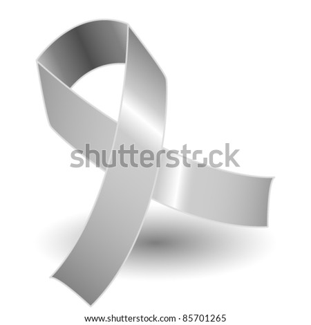 EPS 10: Silver awareness ribbon over a white background with drop shadow, simple and effective.