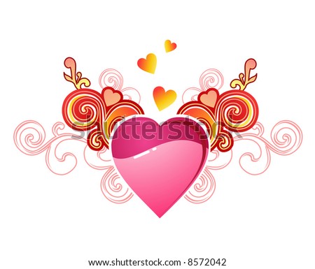 valentine's heart with love / vector layers are separated
