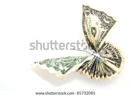 A concept of successful butterfly: in money origami