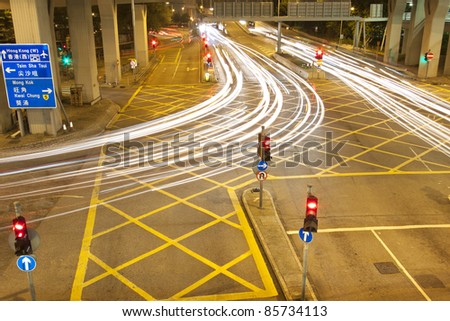 Traffic in Hong Kong at night