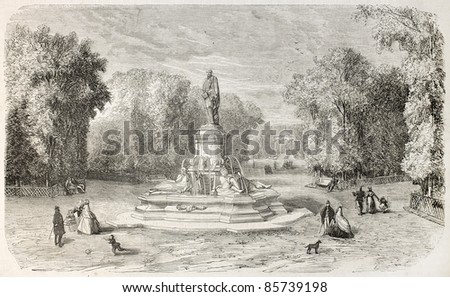 Admiral Bruat monument in Colmar, France. Created by Anastasi, published on L'Illustration, Journal Universel, Paris, 1860