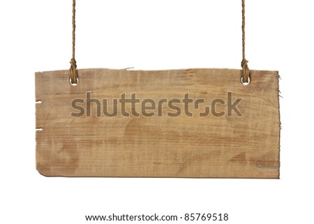 wooden sign isolated on a white background Royalty-Free Stock Photo #85769518
