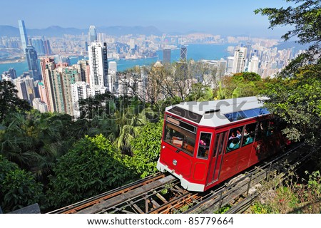 Tourist tram at the Peak, Hong Kong
