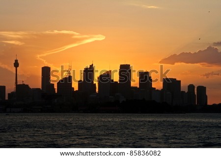 Sunset on Sydney, Australia.