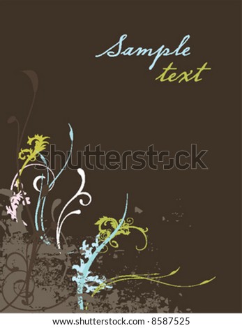 Vector illustration of grungy foliage on brown