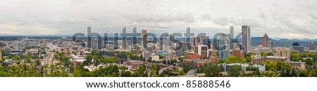 Portland Oregon Downtown View from the West Hills Panorama