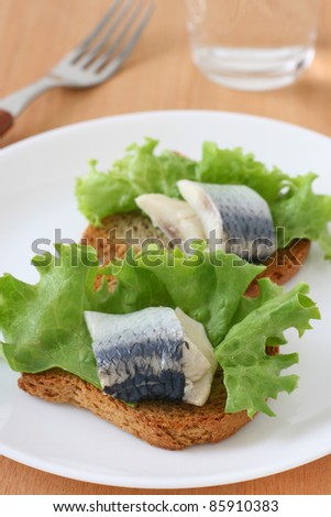 toasts with herring
