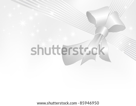 Ribbon with bow on white background - birthday, greeting, wedding and Christmas design