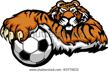 Tiger Mascot with Soccer Ball Vector Illustration