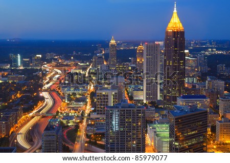 Aerial view of the skyline of downtown Atlanta, Georgia