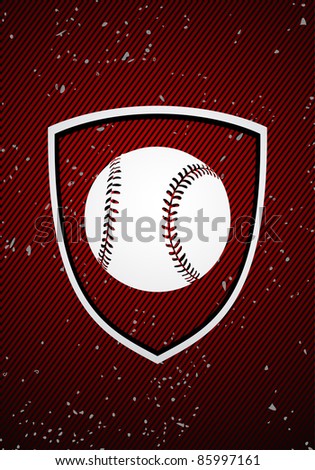 Vector baseball badge on red background