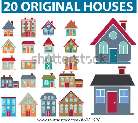 20 original houses icons, signs, vector set