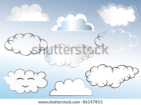 Set of different clouds vector. Elements are grouped and separated in layers. EPS10