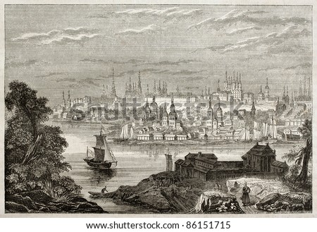 Kazan old view, Russia. By unidentified author, published on Magasin Pittoresque, Paris, 1843