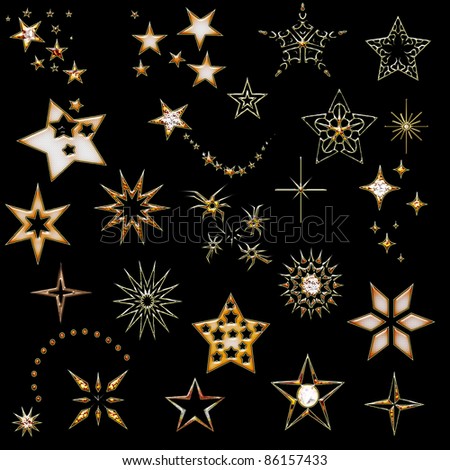 set of stars.  design element. star icons. Christmas golden design elements.