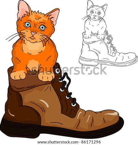 vector - Adorable little kitten inside a boot
