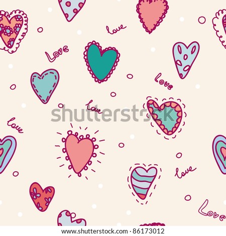cute seamless pattern with hearts in vector