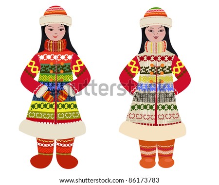 girl in traditional costume of northern peoples