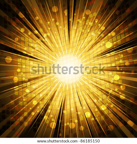 Golden light explosion background