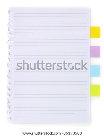  blank paper with colour note tab
