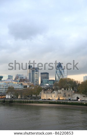 City of London Skyline seen from Tower Bridge