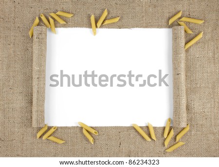 Frame of sacking material with noodles