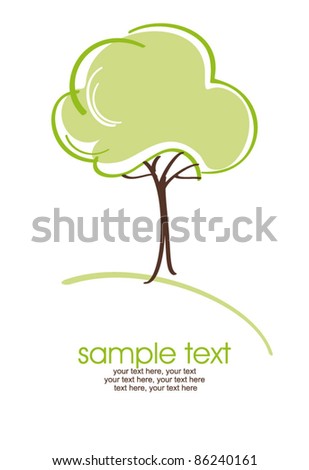card with stylized tree and text