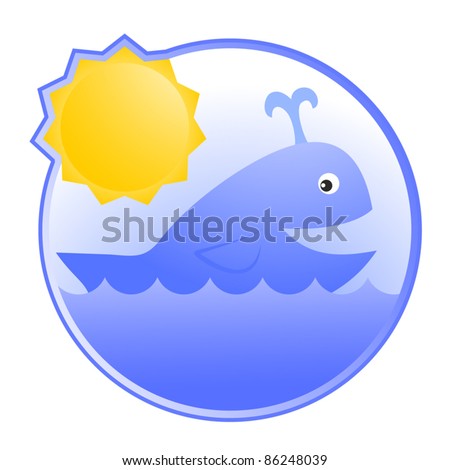 Circular icon with happy whale
