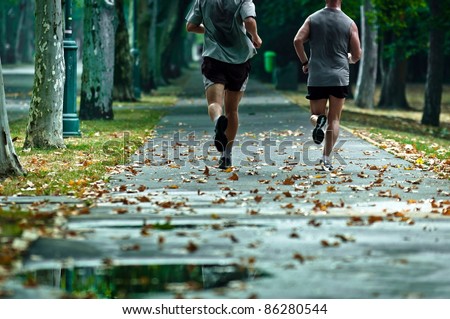 Live a healthy life, run every day with your friends Royalty-Free Stock Photo #86280544