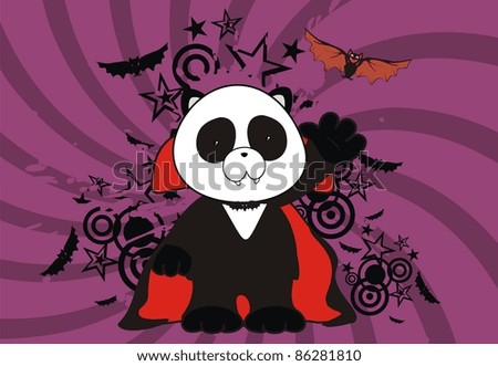 panda bear dracula cartoon background in vector format