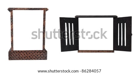 Two antique wooden frame isolated on white background