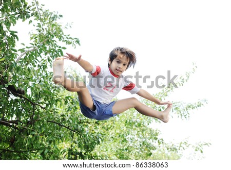 Jumping kid in the air