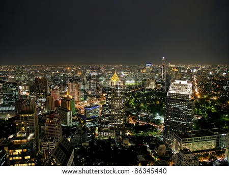 bangkok skyline view by night