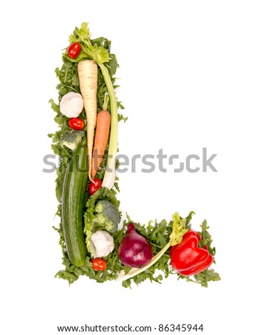 Vegetable alphabet letter "L" Royalty-Free Stock Photo #86345944