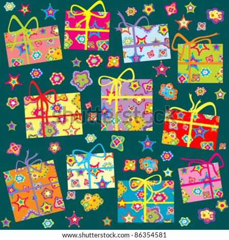 Seamless pattern with Christmas gifts