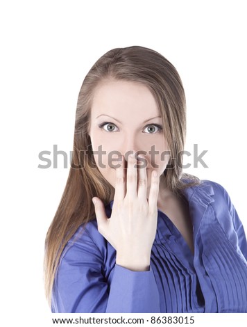 bright picture of young woman with hands over mouth