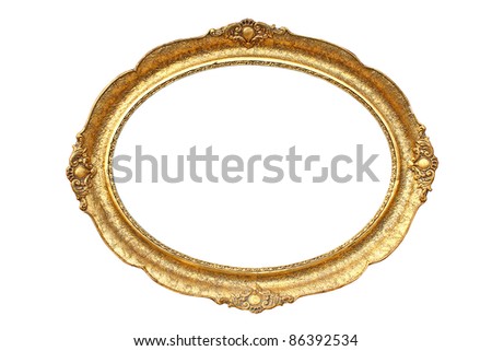 Gold plated wooden picture frame isolated on white