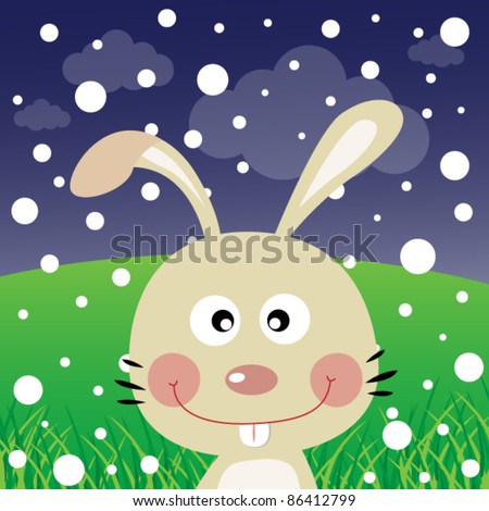 Rabbit with snow in the forest