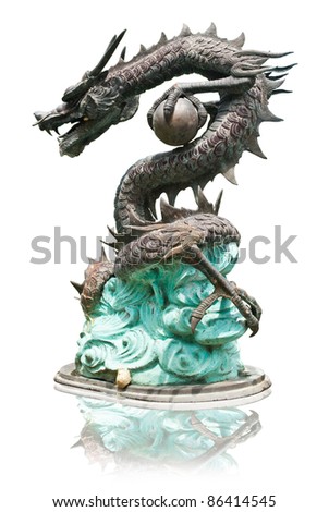 Dragon statue isolated on the white background.