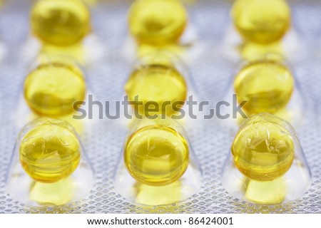 Gelatinous capsules with the vitamin A close up