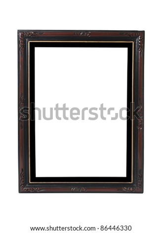  Black wood frame isolated on white background