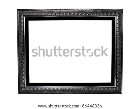   Black and silver wood frame isolated on white background