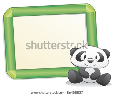 Cartoon panda with frame. Isolated object for design element.