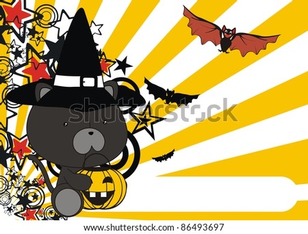 panther baby cartoon halloween background in vector format